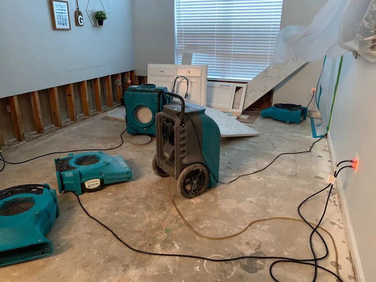 Dehumidifier in flood-cut room for Water Extraction & Removal in Vine Grove
